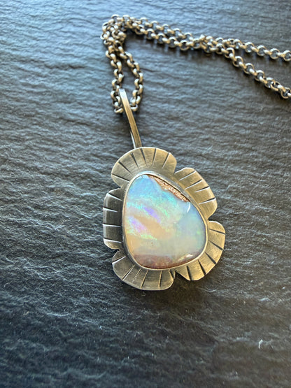 Colourful Opal Pendant Necklace