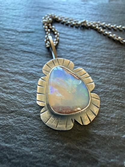 Colourful Opal Pendant Necklace
