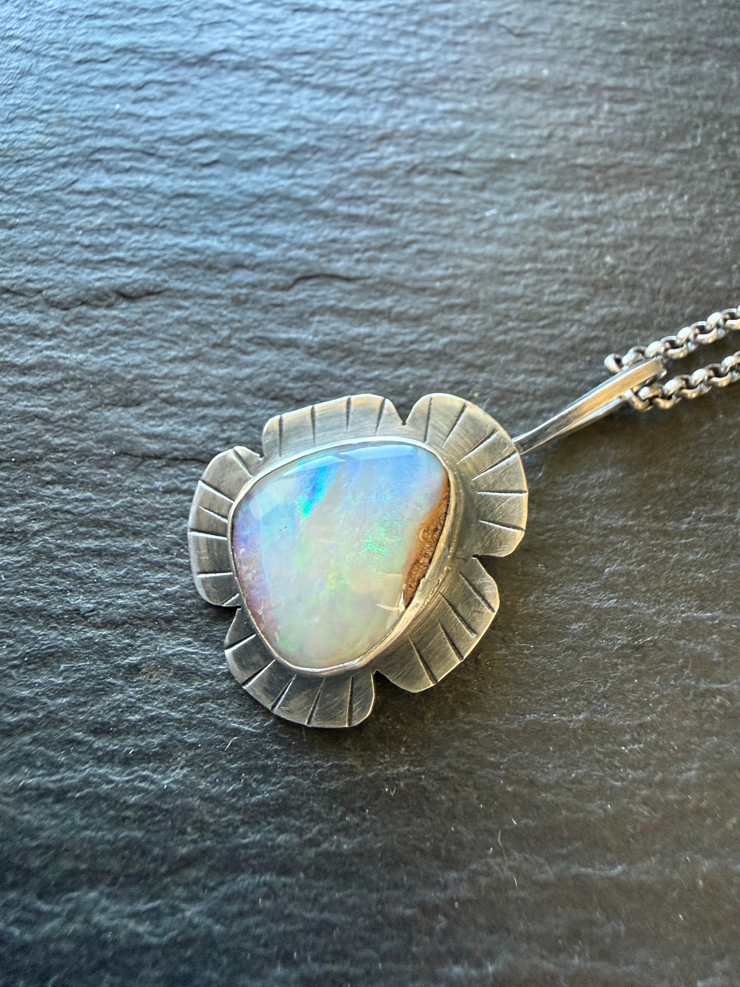 Colourful Opal Pendant Necklace