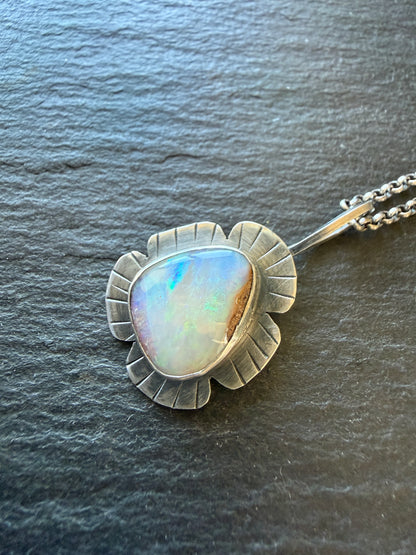 Colourful Opal Pendant Necklace