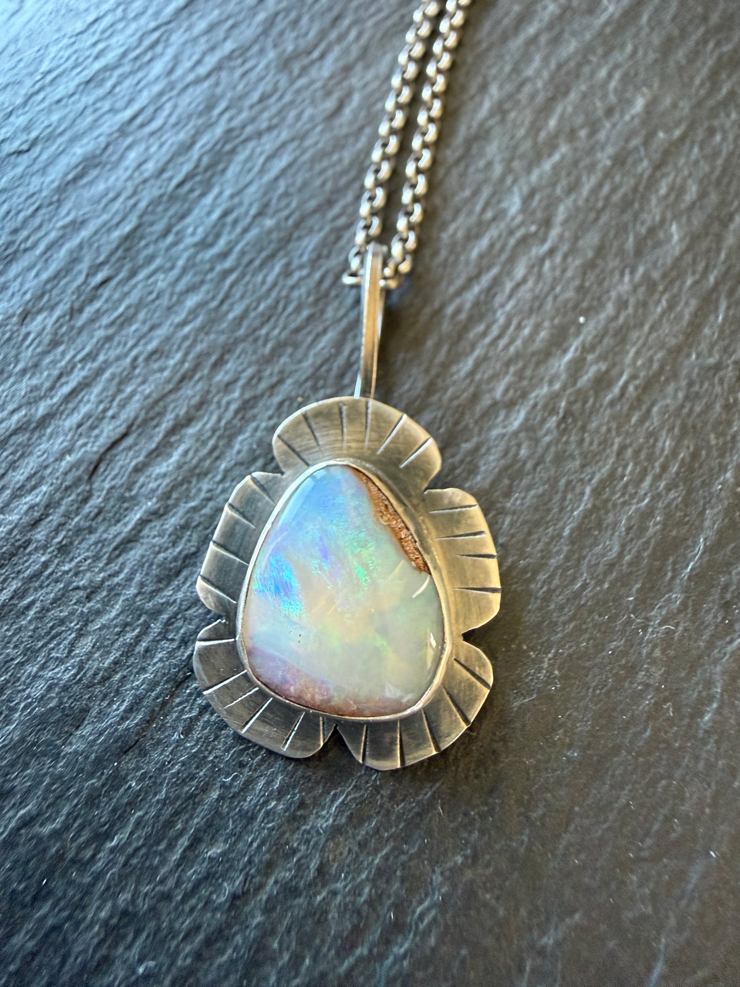 Colourful Opal Pendant Necklace