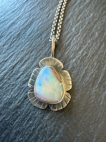 Colourful Opal Pendant Necklace