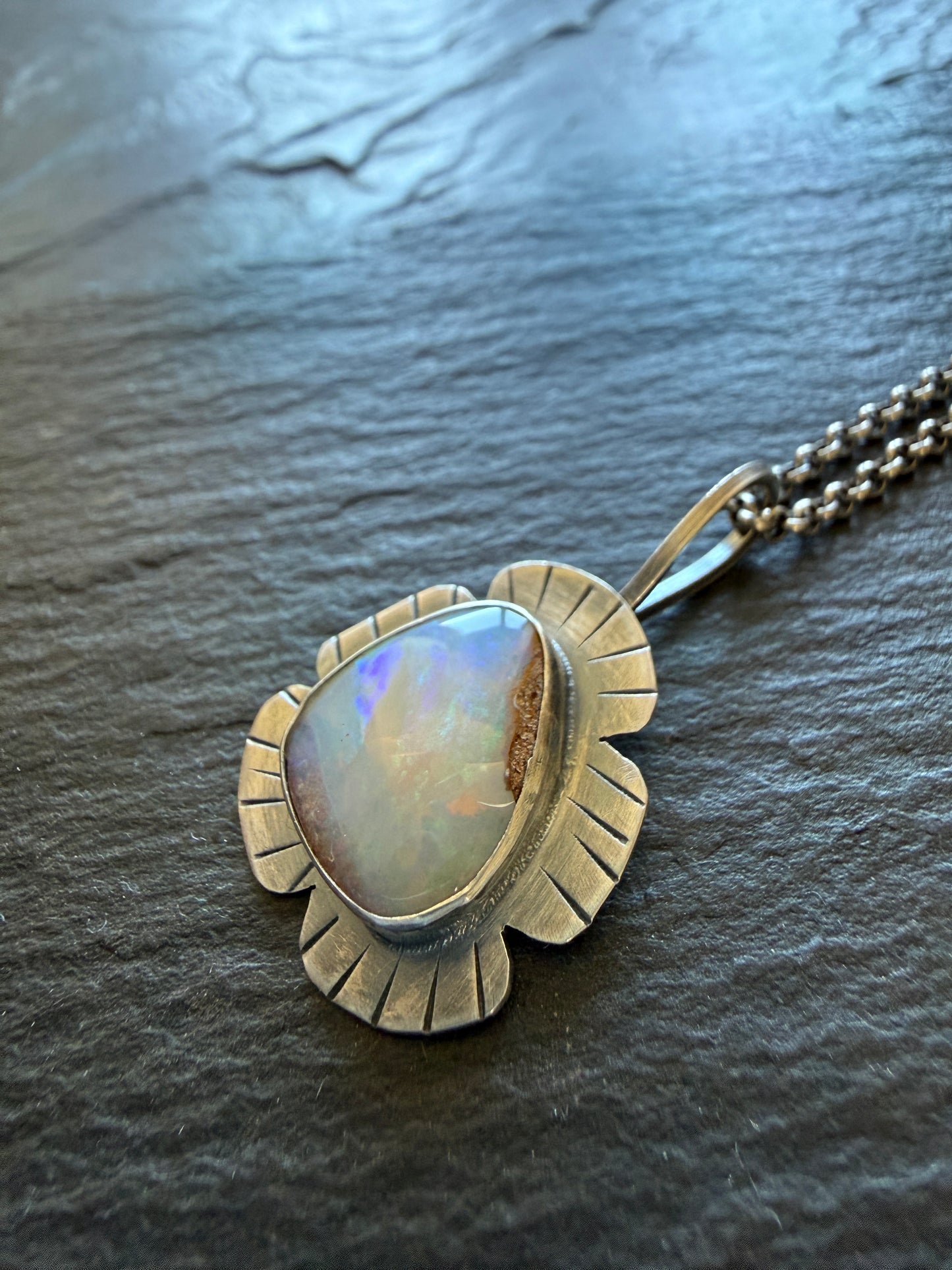Colourful Opal Pendant Necklace