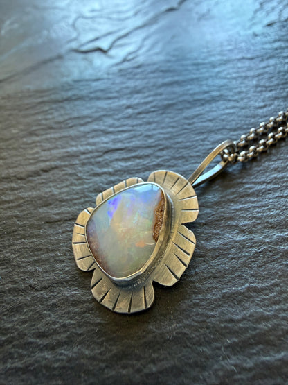 Colourful Opal Pendant Necklace