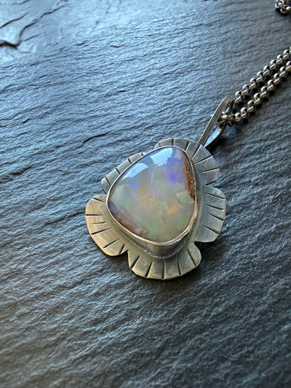 Colourful Opal Pendant Necklace