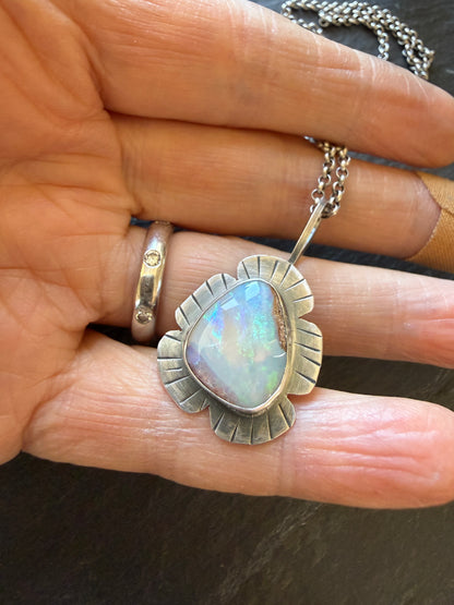 Colourful Opal Pendant Necklace