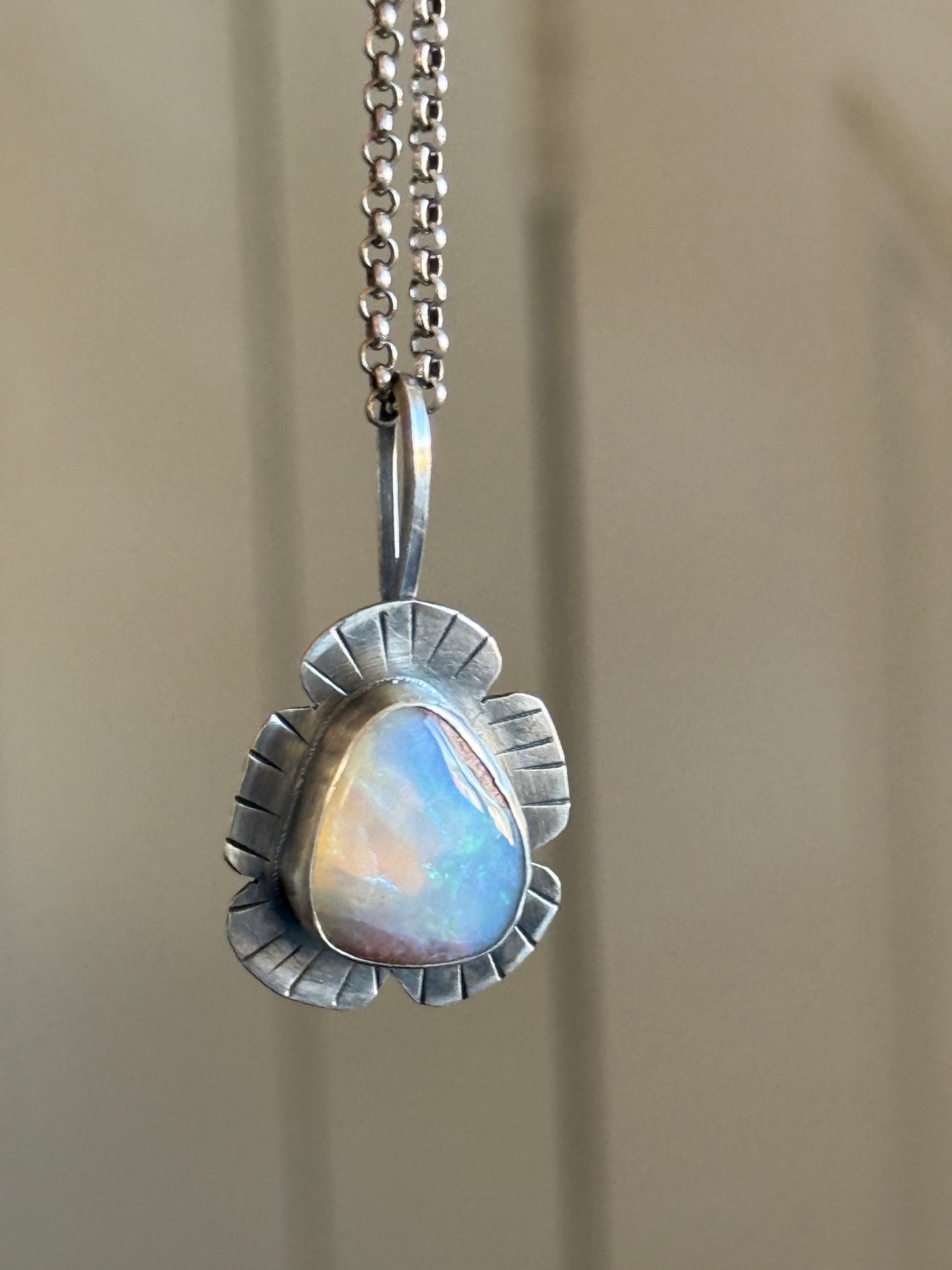 Colourful Opal Pendant Necklace