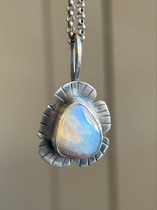Colourful Opal Pendant Necklace