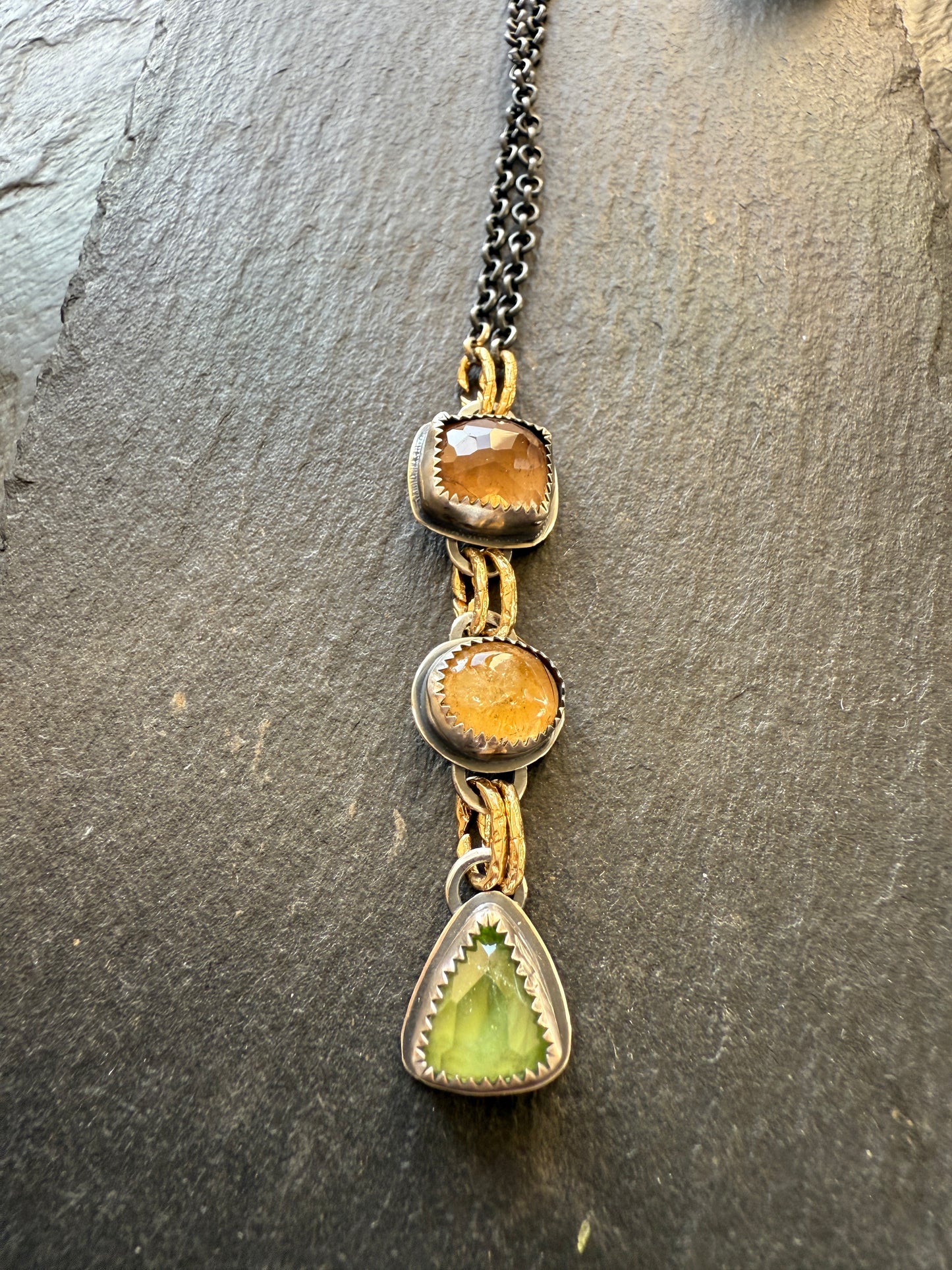 Triple Charm Gemstone Necklace