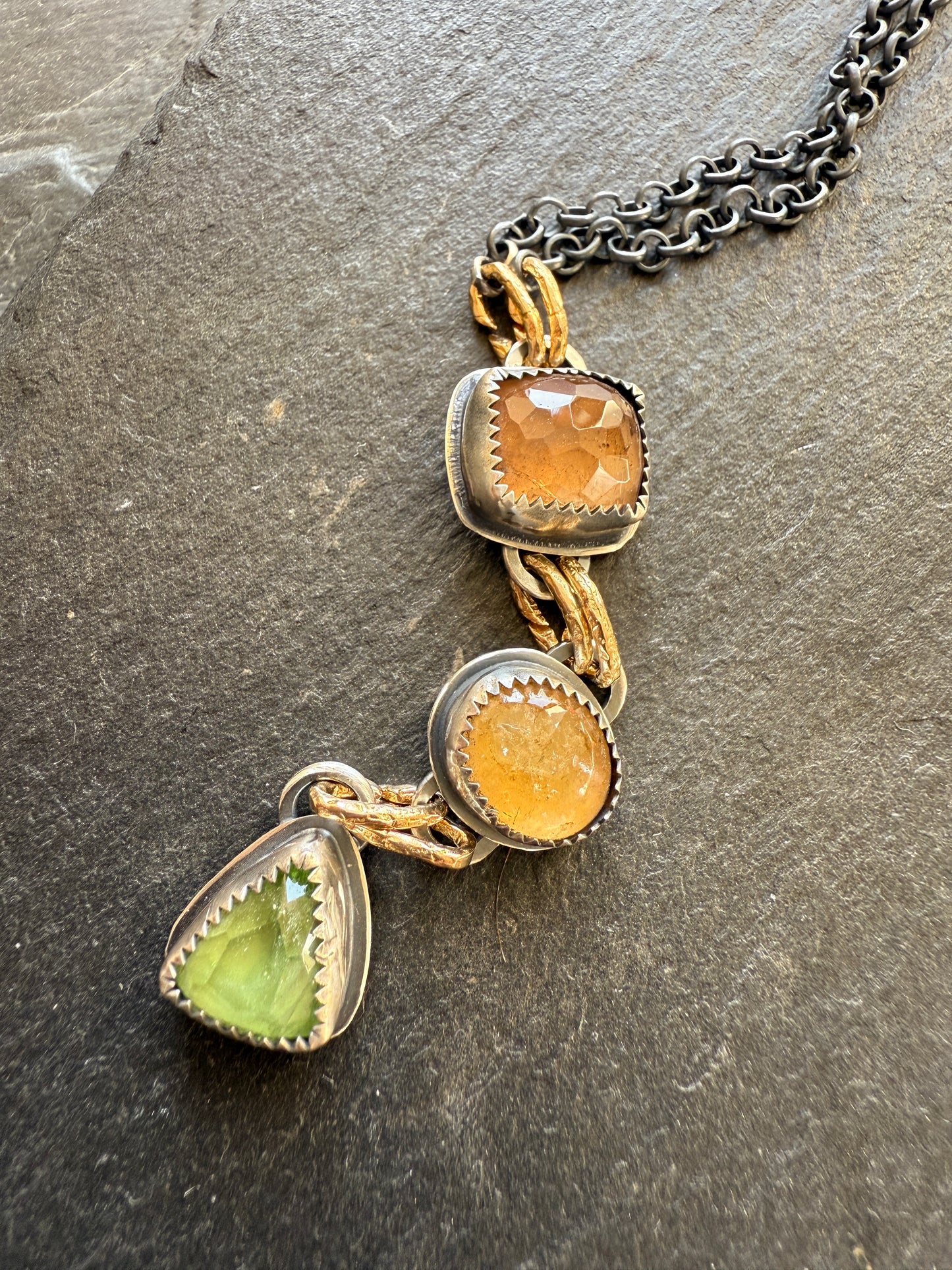 Triple Charm Gemstone Necklace