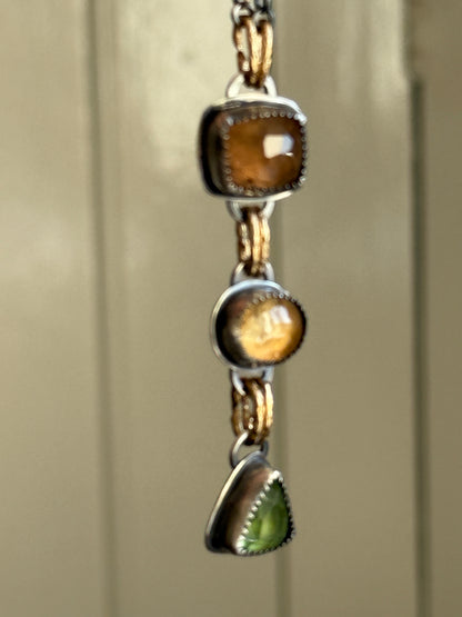 Triple Charm Gemstone Necklace