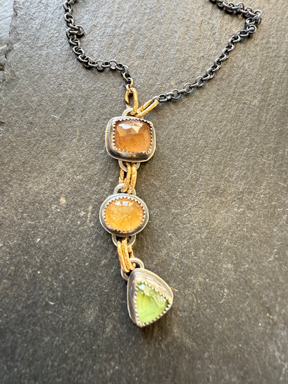 Triple Charm Gemstone Necklace