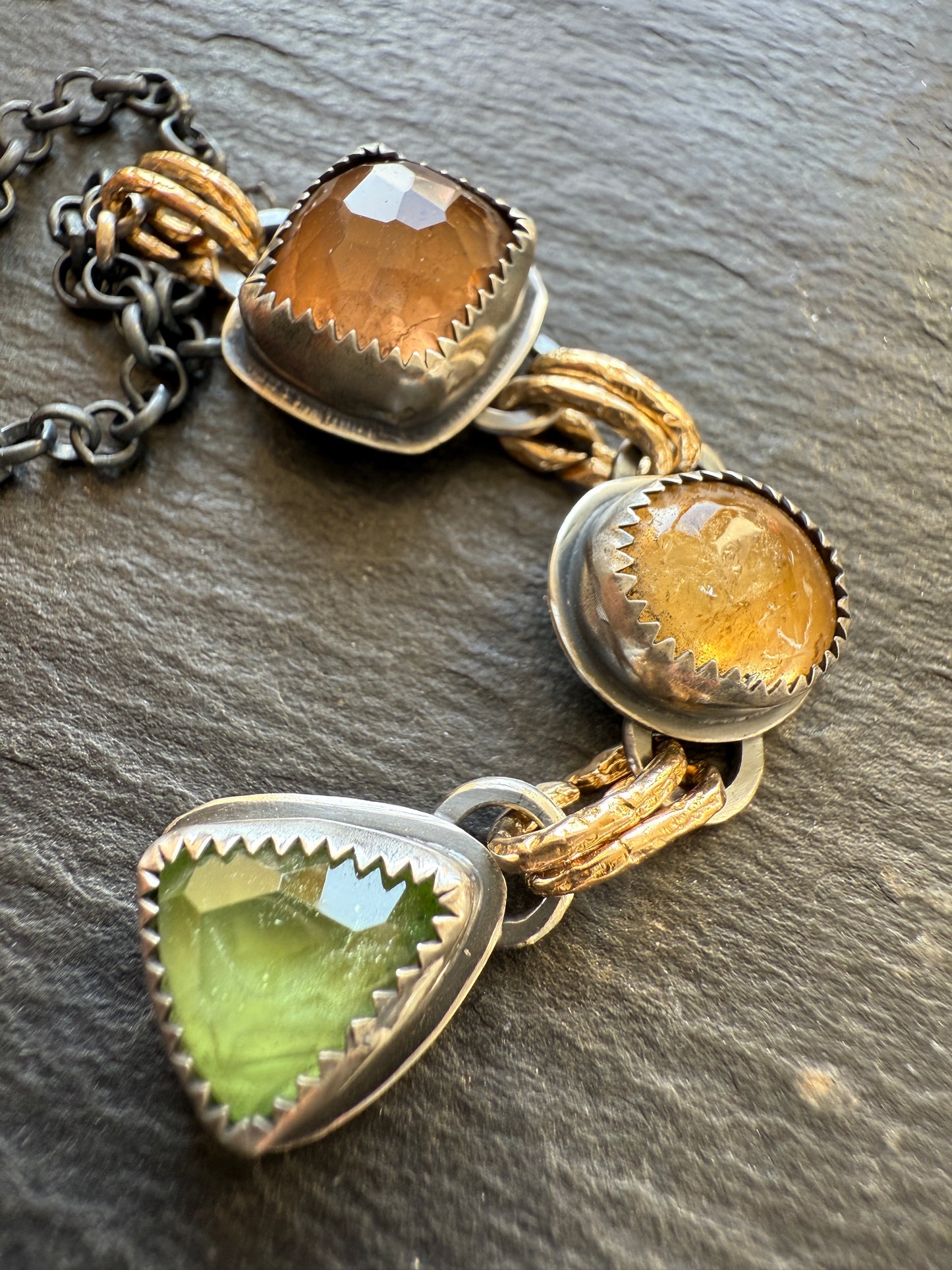 Triple Charm Gemstone Necklace