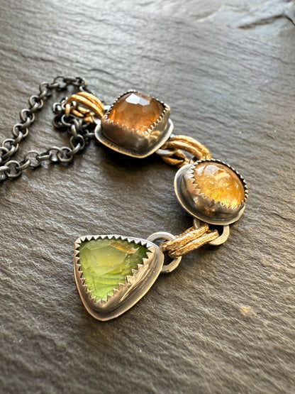 Triple Charm Gemstone Necklace