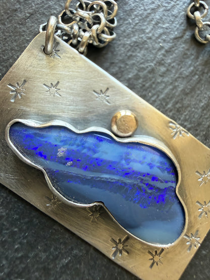Moody Blue Opal Necklace