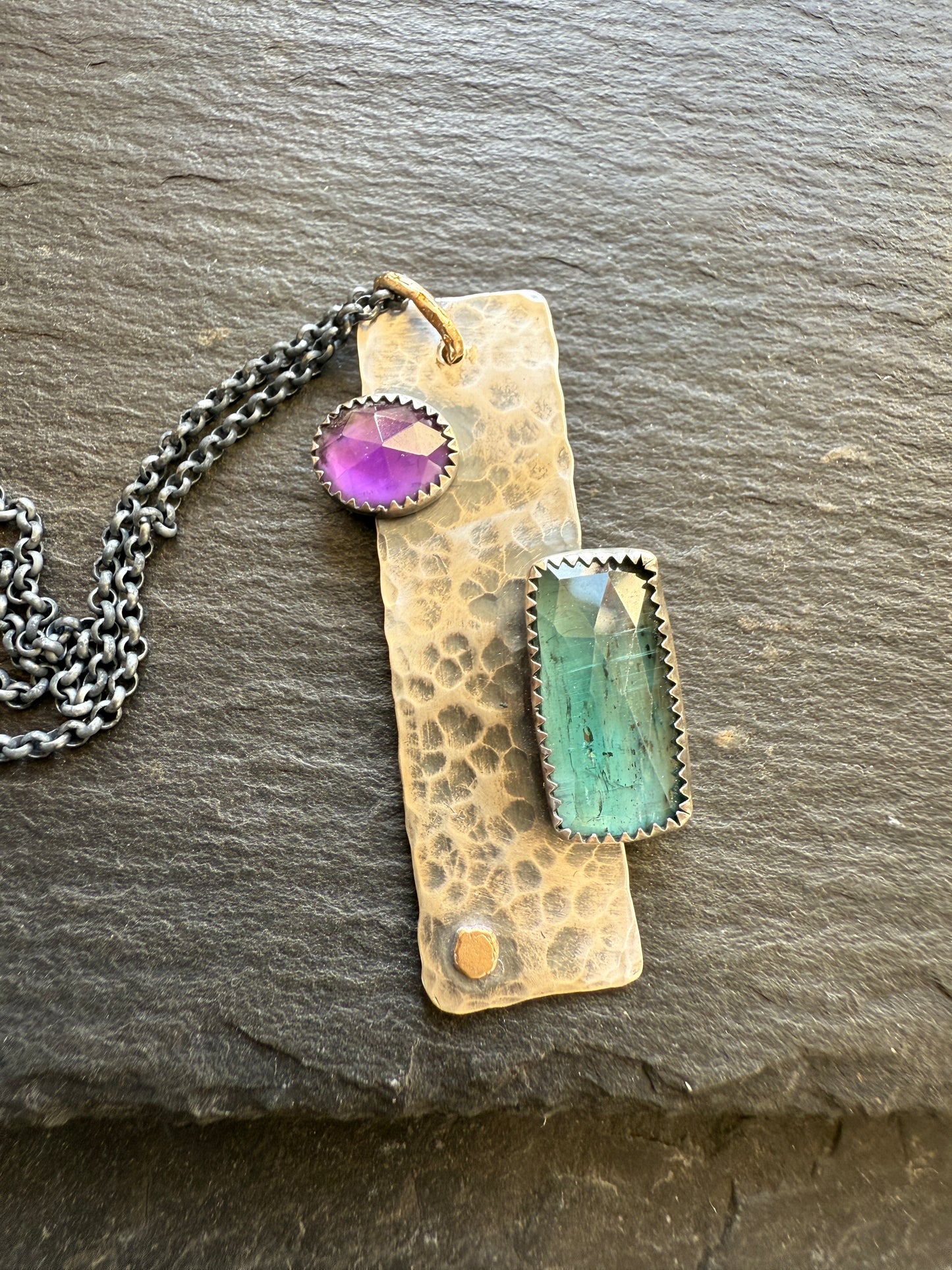 Kyanite & Amethyst Bar Necklace