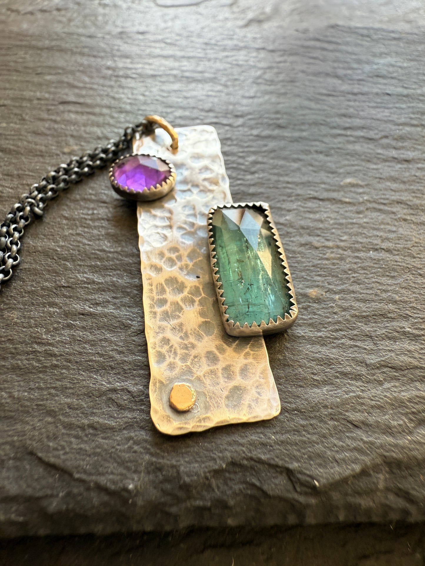 Kyanite & Amethyst Bar Necklace