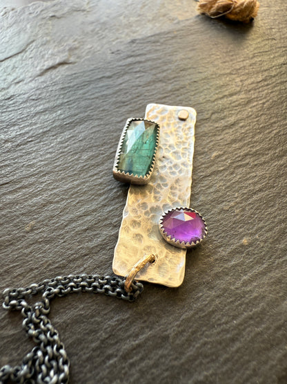 Kyanite & Amethyst Bar Necklace