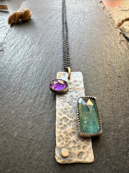 Kyanite & Amethyst Bar Necklace