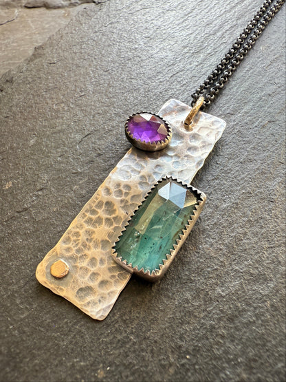 Kyanite & Amethyst Bar Necklace