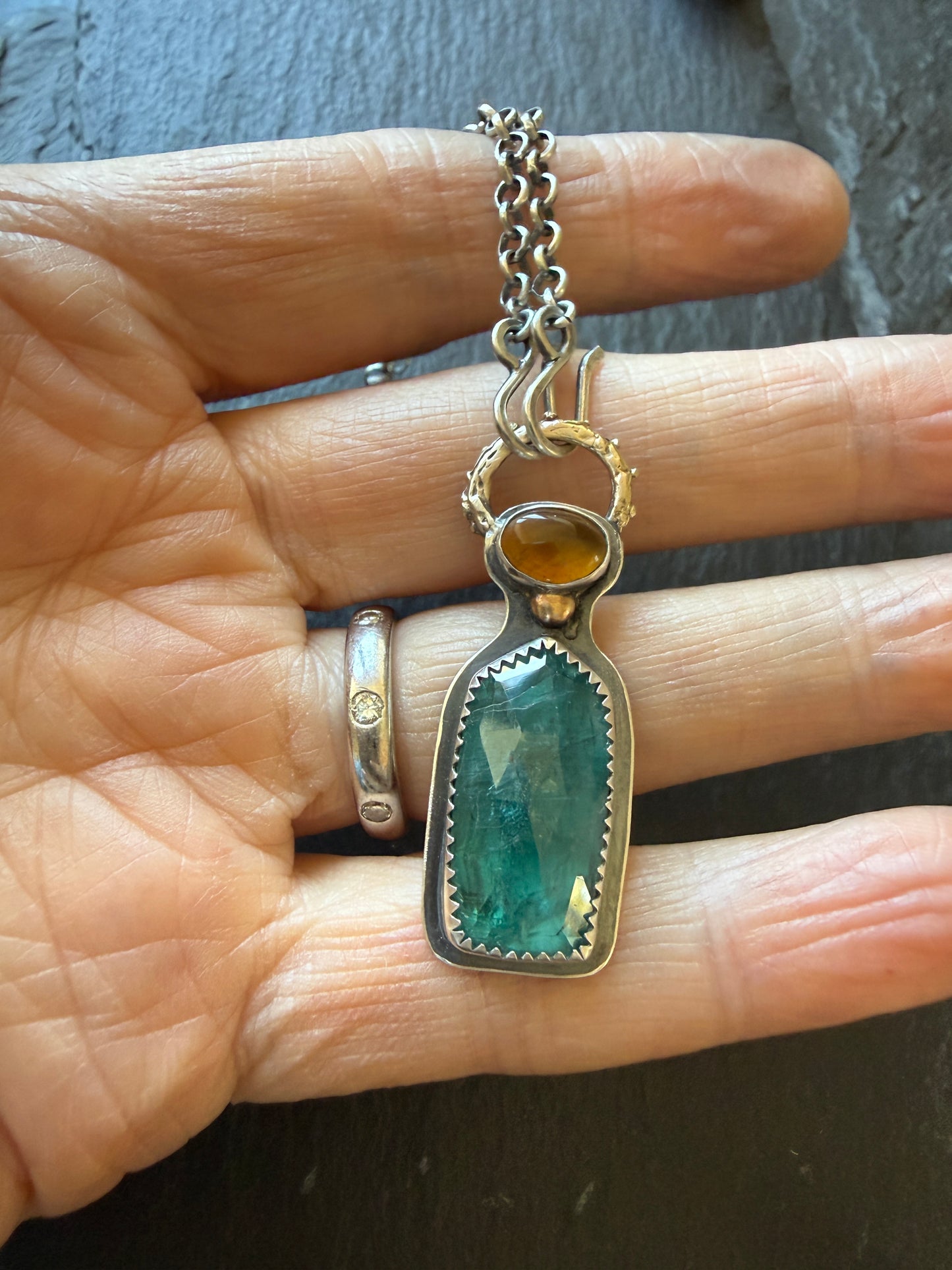 Citrine and Kyanite Necklace