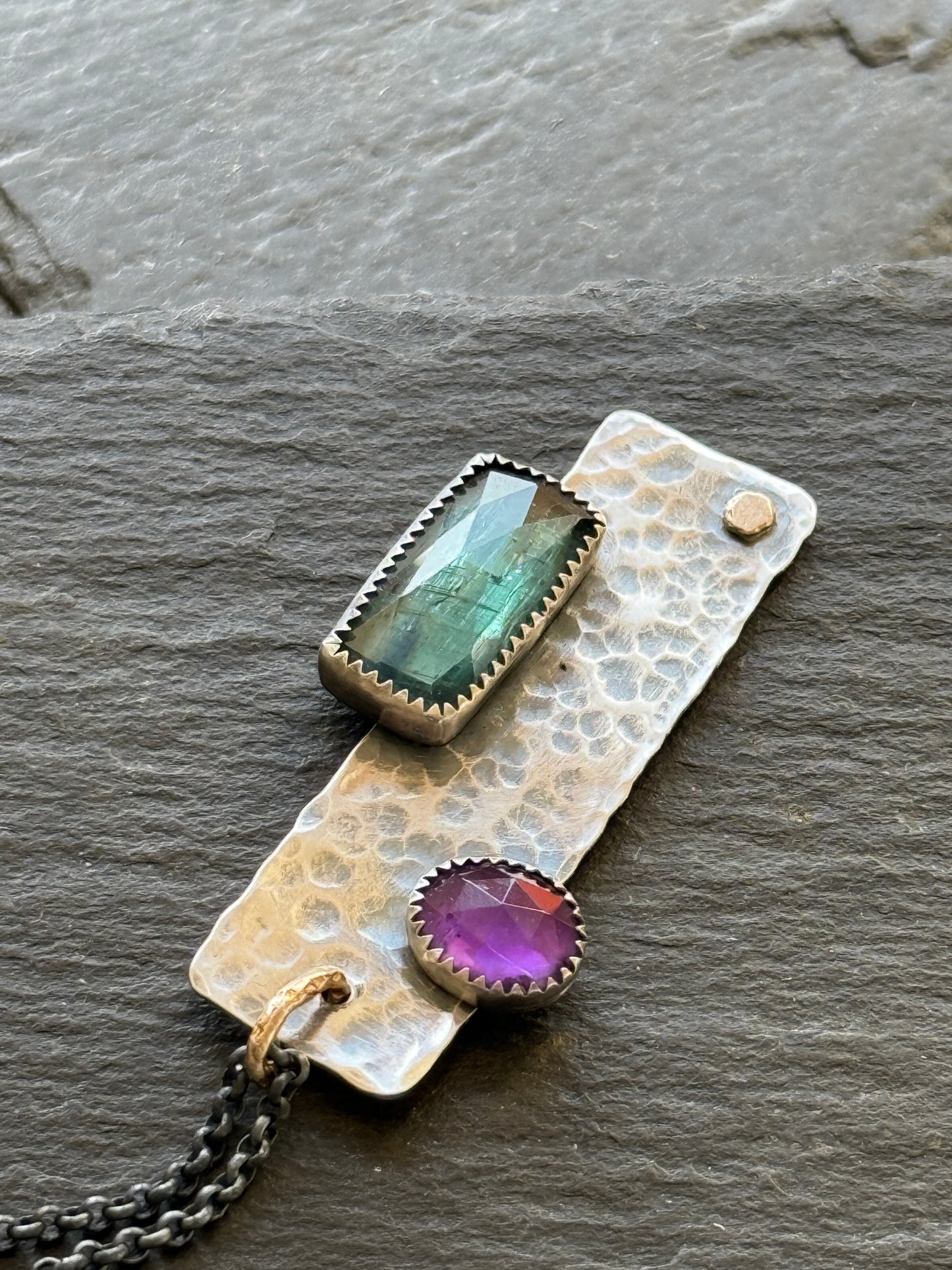 Kyanite & Amethyst Bar Necklace