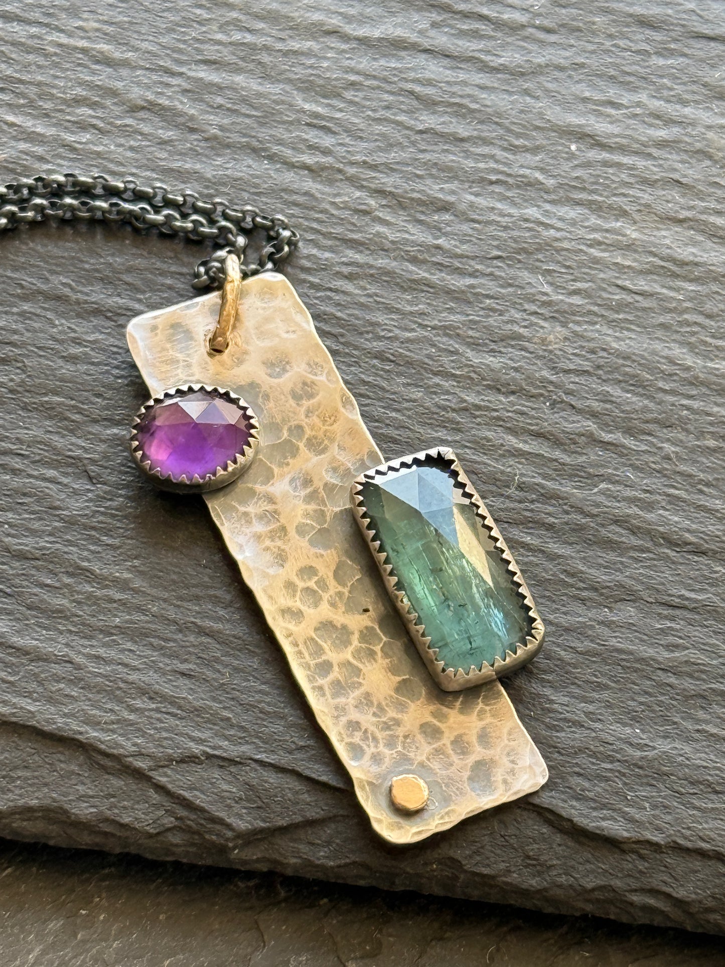 Kyanite & Amethyst Bar Necklace