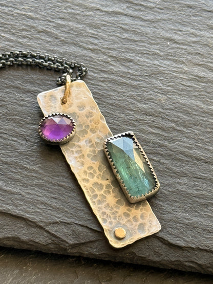 Kyanite & Amethyst Bar Necklace