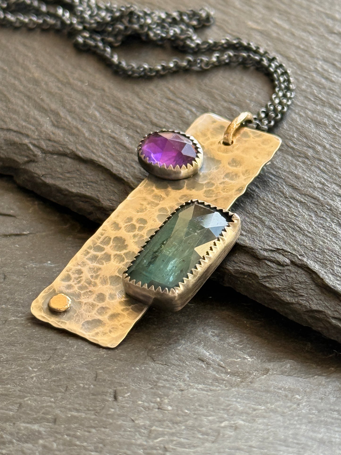 Kyanite & Amethyst Bar Necklace