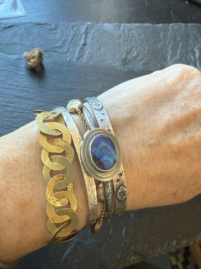 Blue Boulder Opal Cuff Bangle