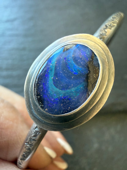 Blue Boulder Opal Cuff Bangle