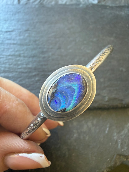 Blue Boulder Opal Cuff Bangle