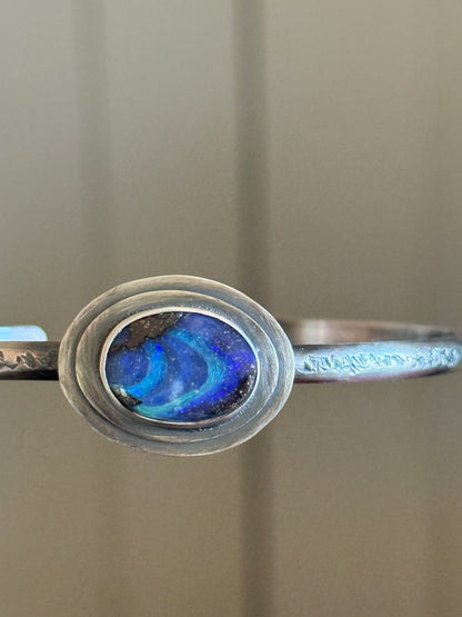 Blue Boulder Opal Cuff Bangle