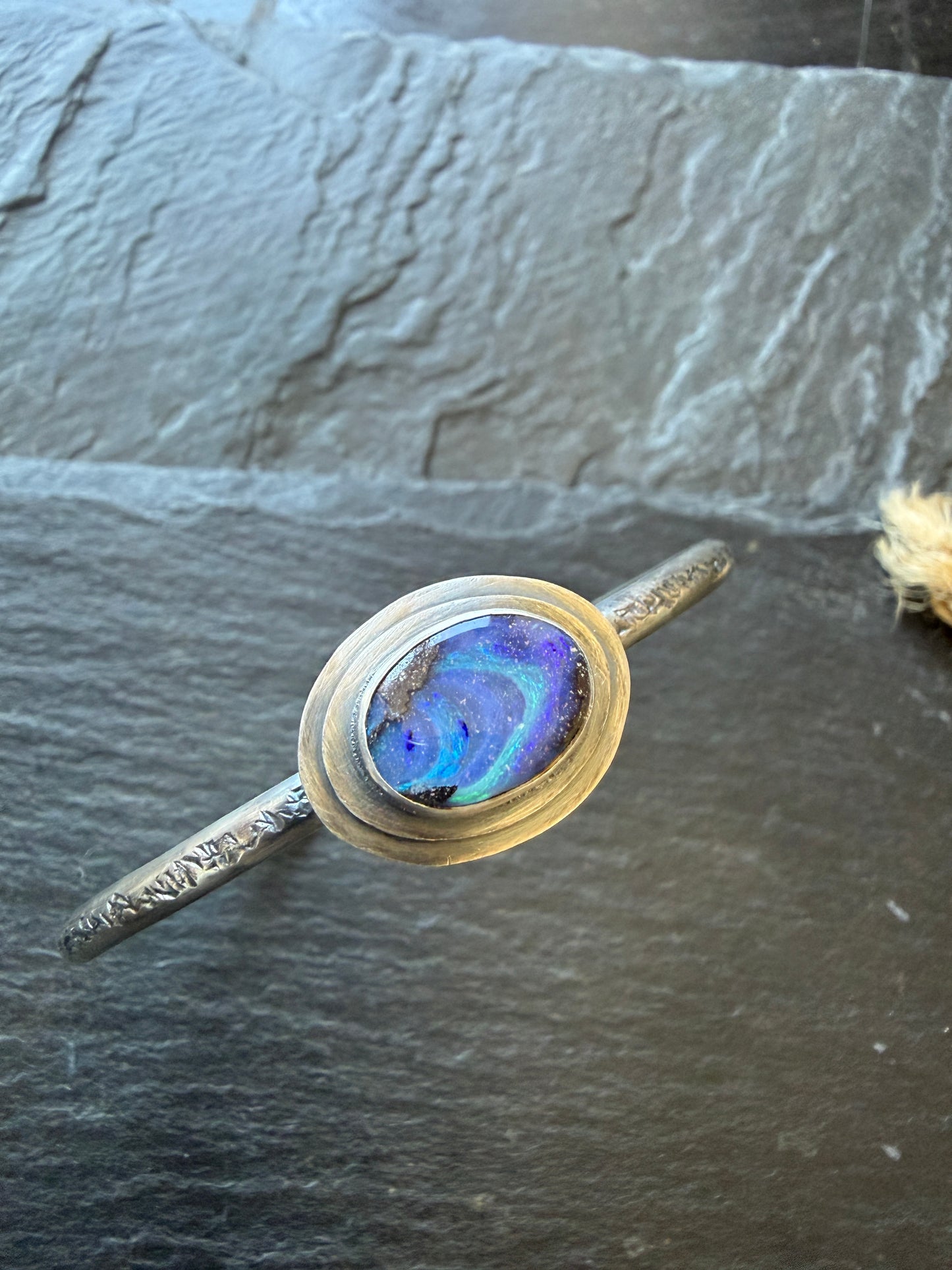 Blue Boulder Opal Cuff Bangle