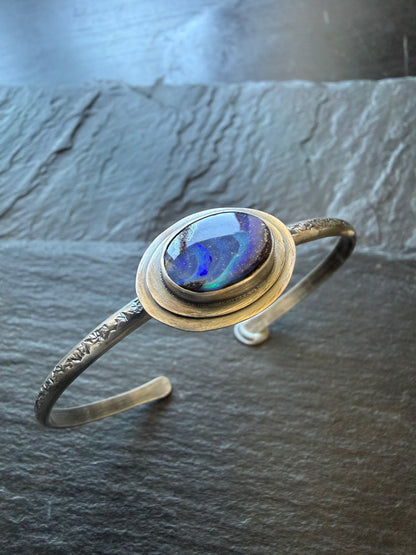 Blue Boulder Opal Cuff Bangle