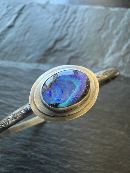 Blue Boulder Opal Cuff Bangle