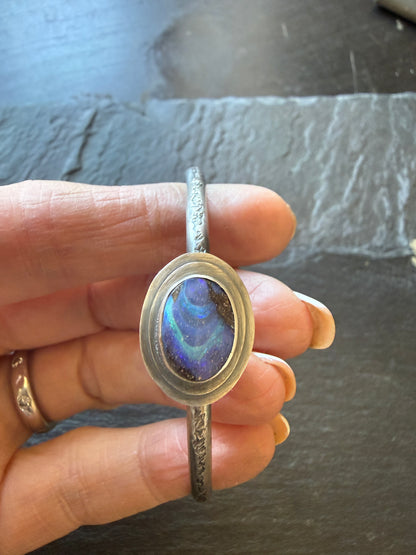 Blue Boulder Opal Cuff Bangle