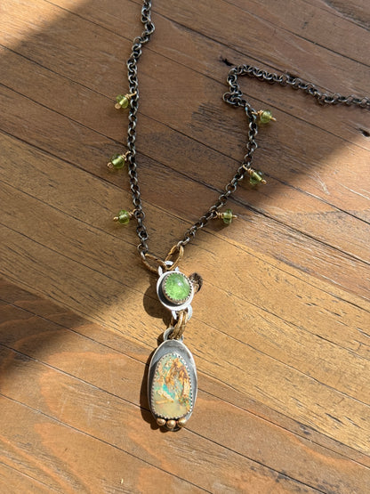 Vesuvianite and Opal Pendant Necklace