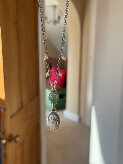 Vesuvianite and Opal Pendant Necklace