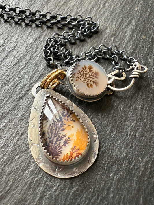 RESERVED - Dentritic Agate Pendant Necklace