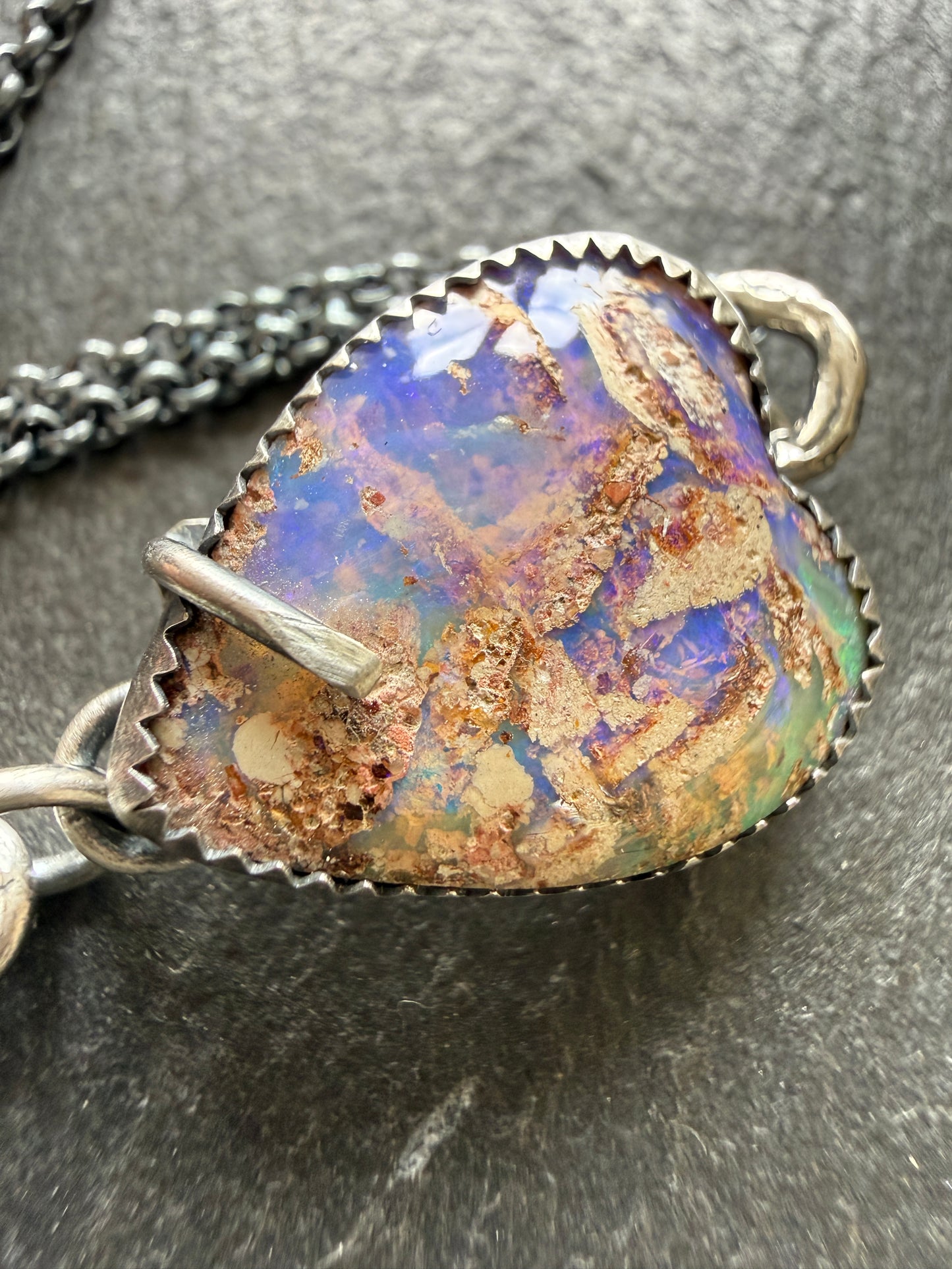 Minty green Tourmaline with a  Heart Boulder Opal