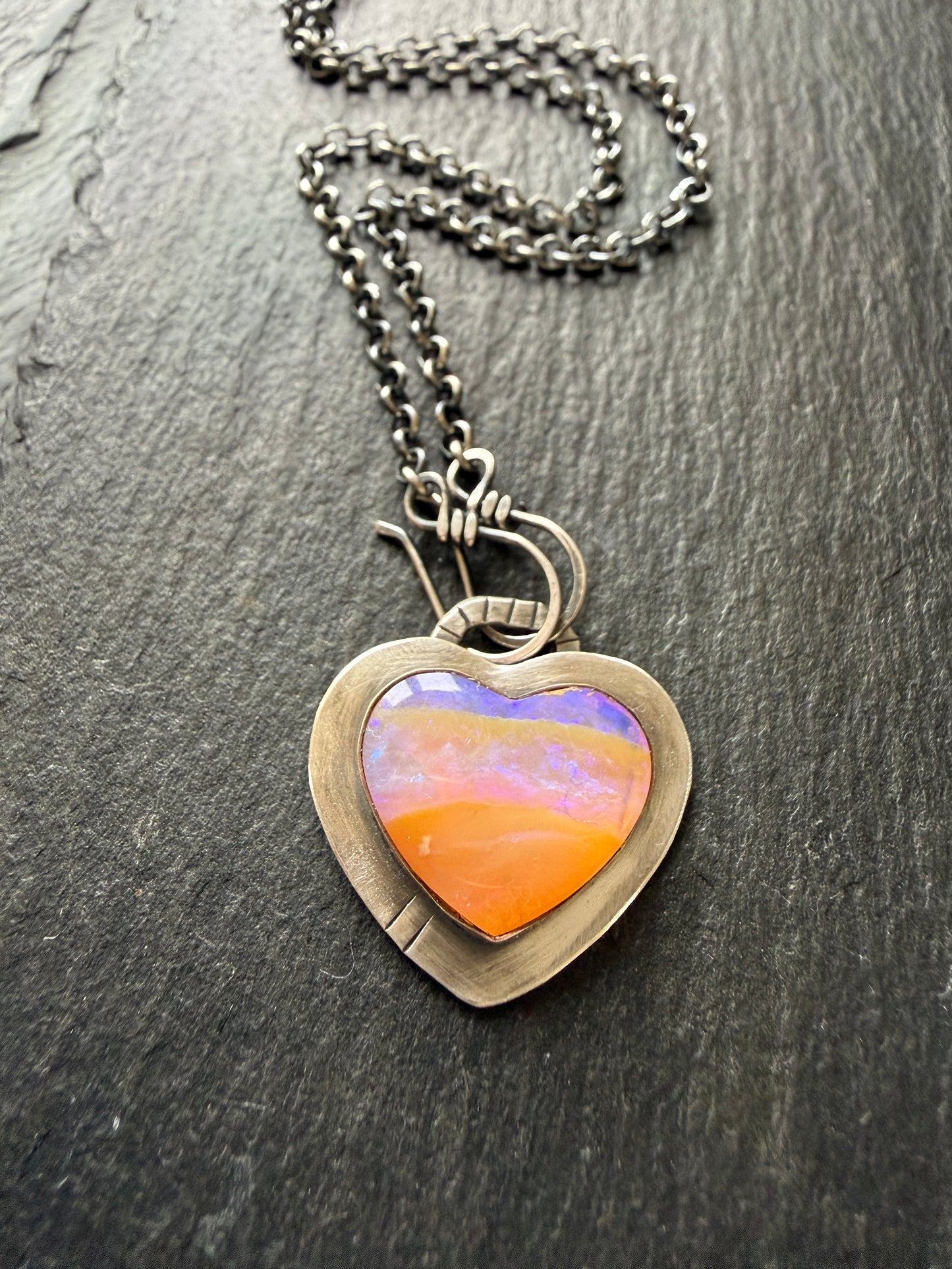 Purple and Peach Heart Pendant
