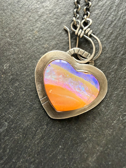 Purple and Peach Heart Pendant