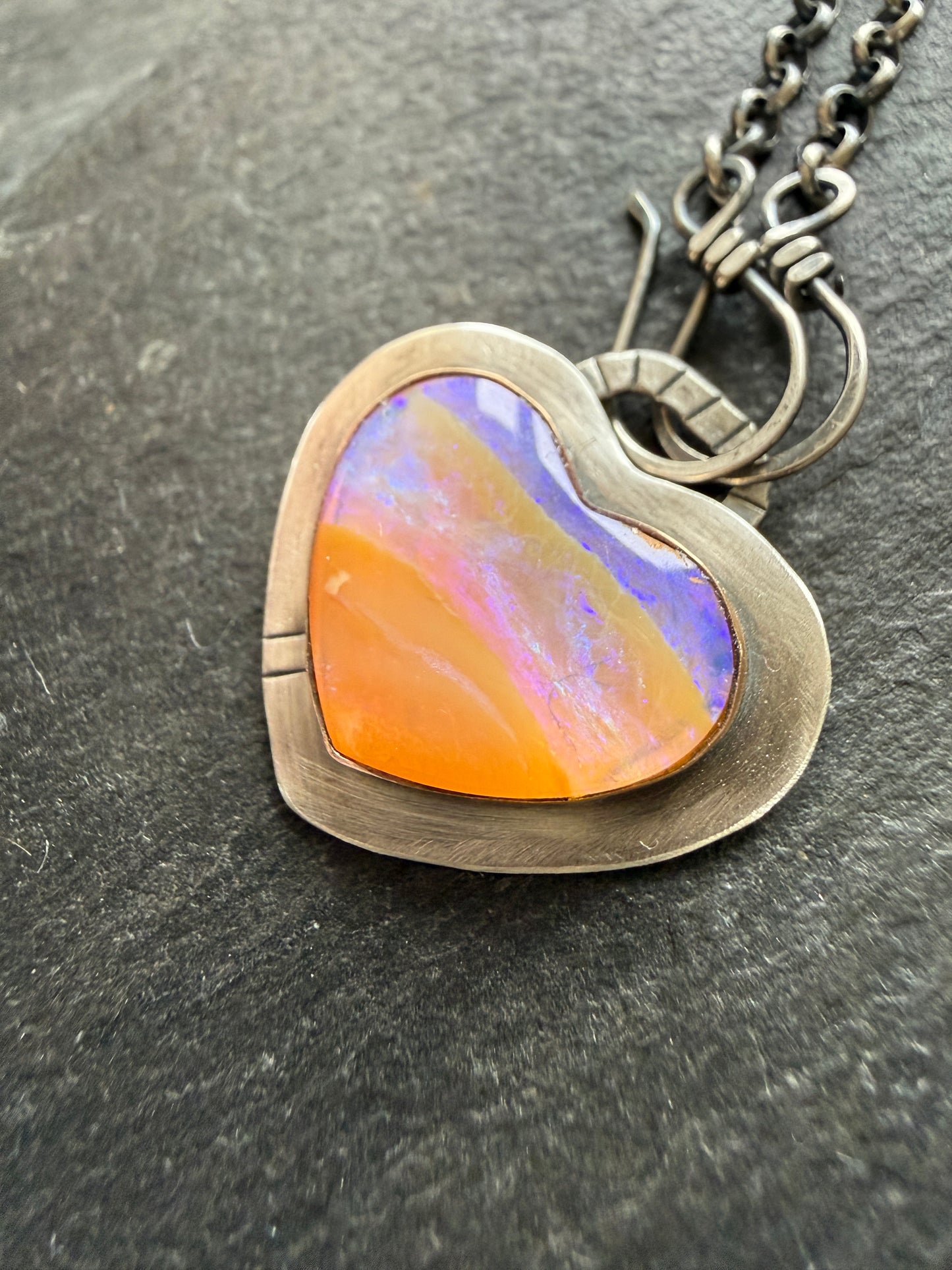 Purple and Peach Heart Pendant