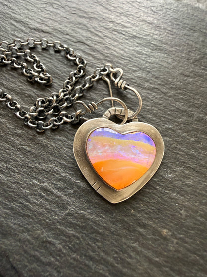 Purple and Peach Heart Pendant
