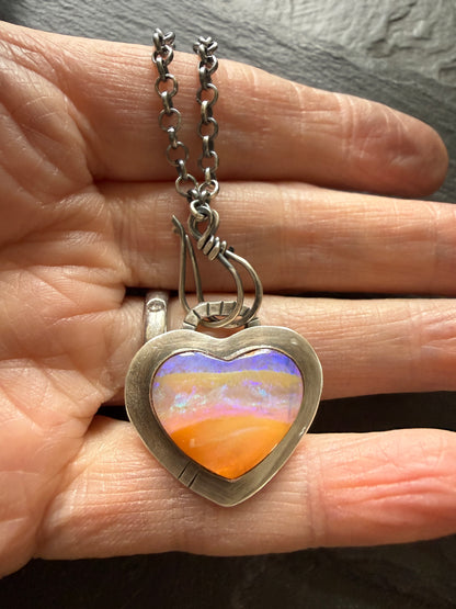 Purple and Peach Heart Pendant
