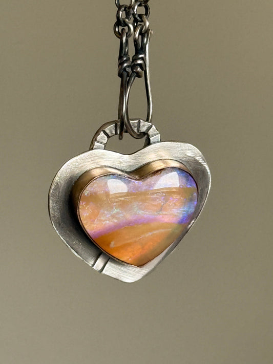 Purple and Peach Heart Pendant