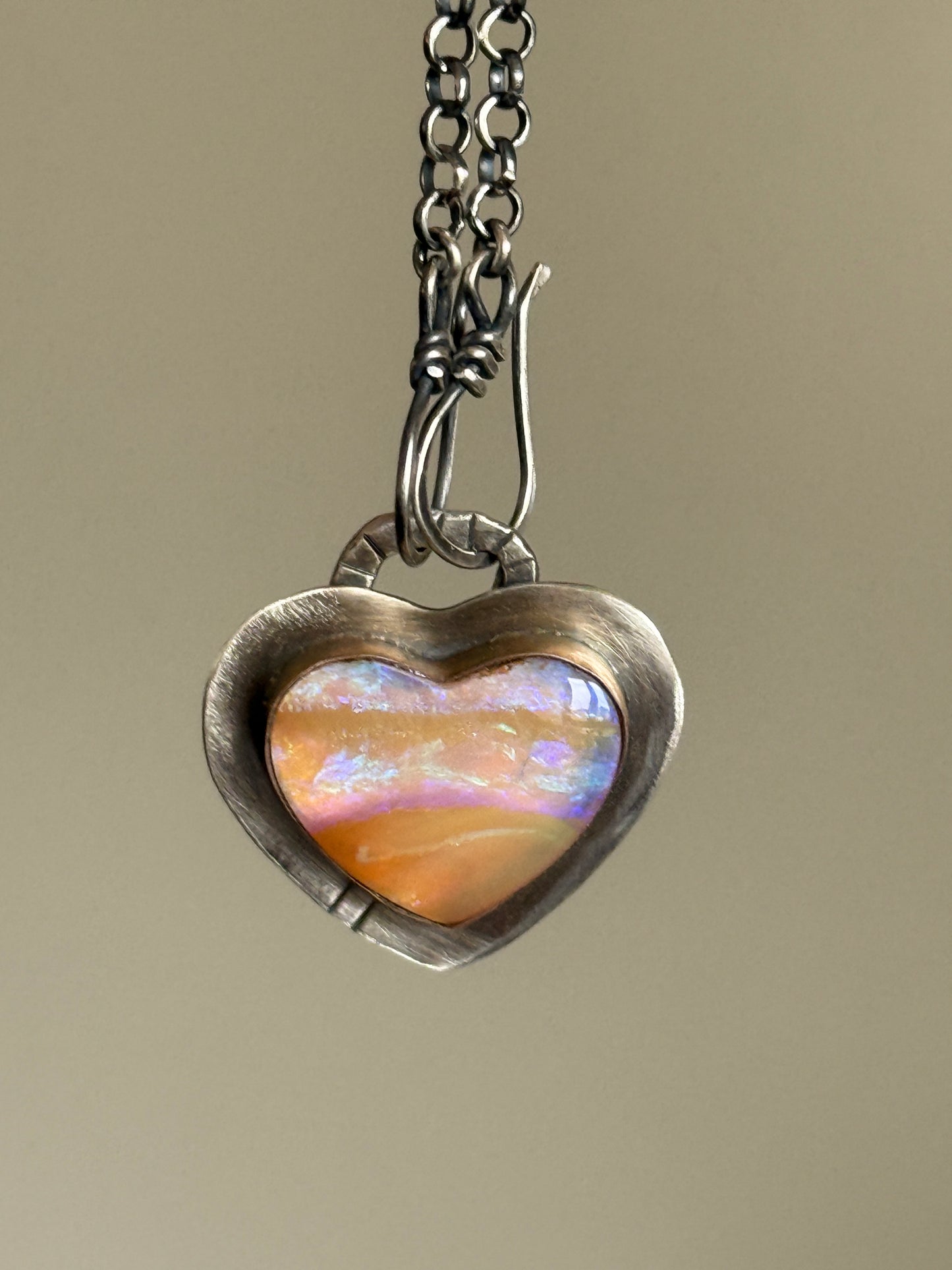 Purple and Peach Heart Pendant