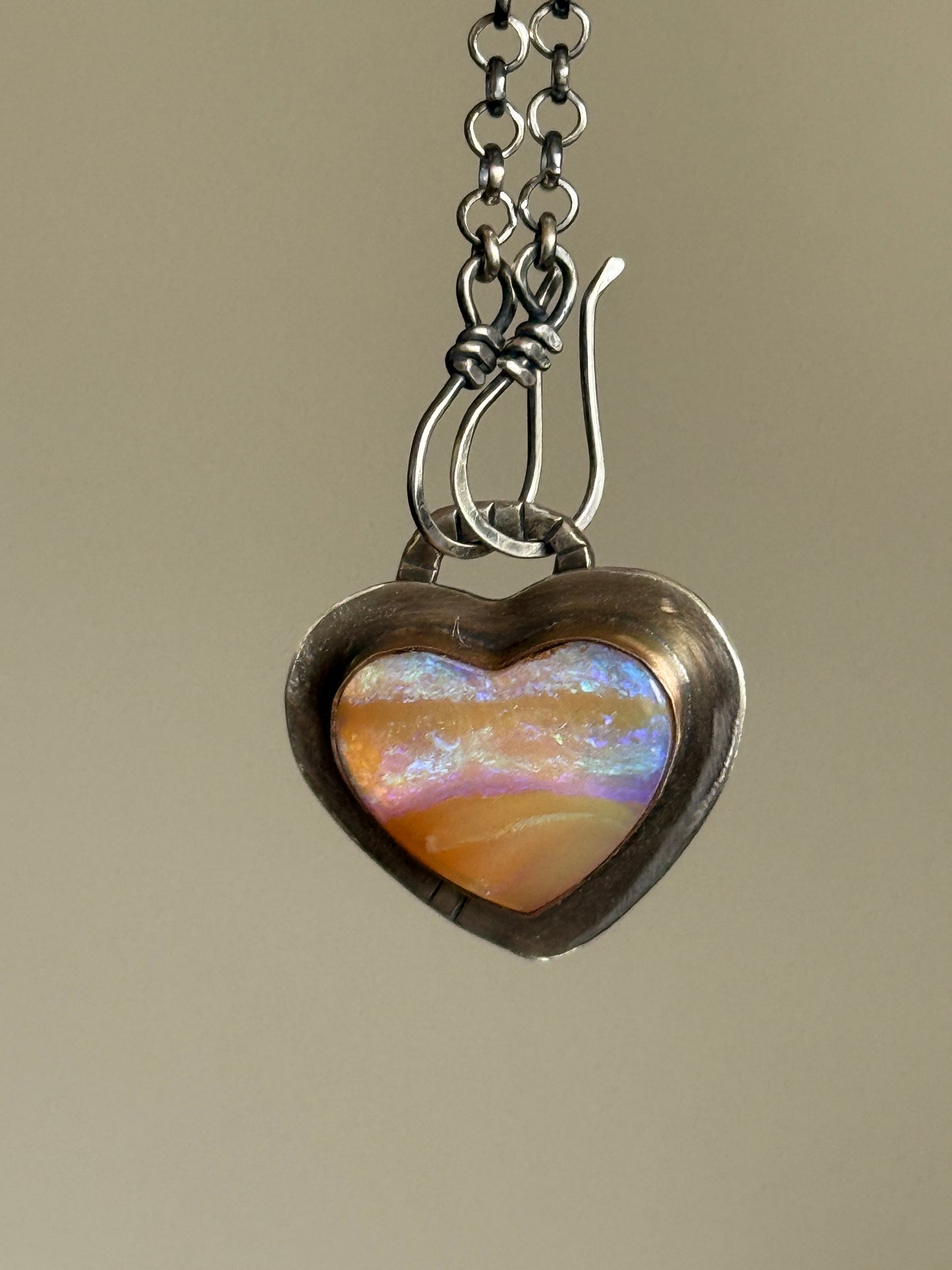 Purple and Peach Heart Pendant