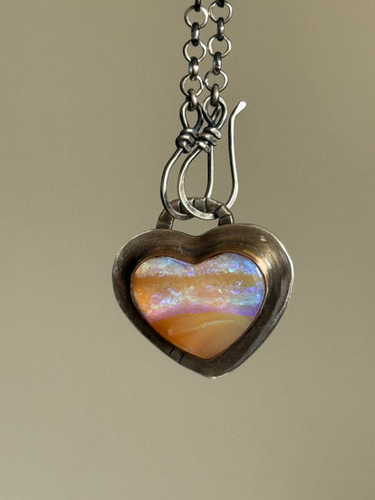 Purple and Peach Heart Pendant
